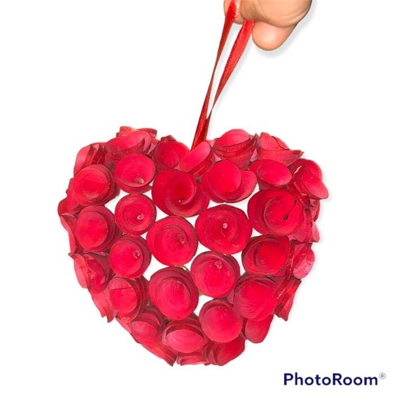 ❤️ HANDMADE ROSE WOODEN HEART ❤️ - Picture 2 of 4